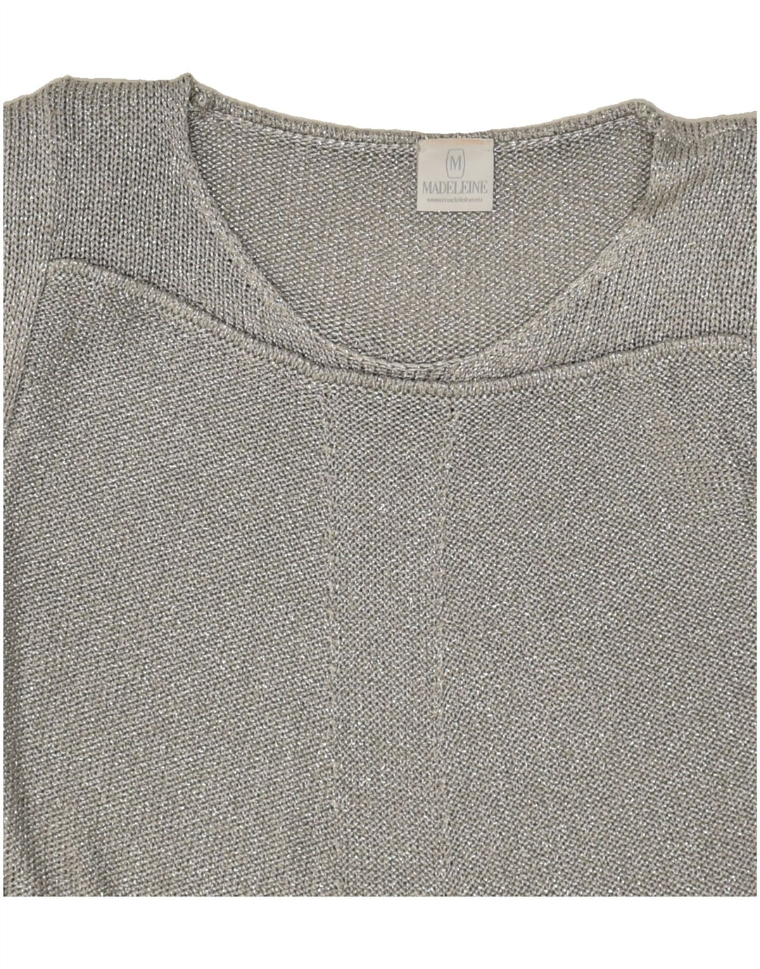 MADELEINE Womens Boat Neck Jumper Sweater UK 12 Medium Silver Viscose Vintage Madeleine and Second-Hand Madeleine from Messina Hembry 