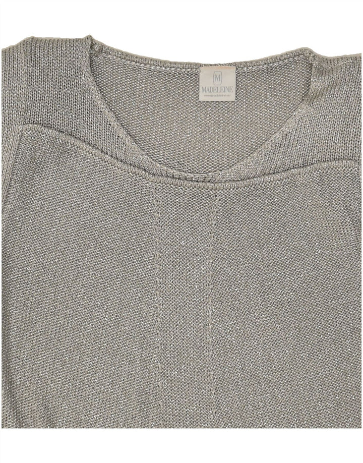 MADELEINE Womens Boat Neck Jumper Sweater UK 12 Medium Silver Viscose Vintage Madeleine and Second-Hand Madeleine from Messina Hembry 