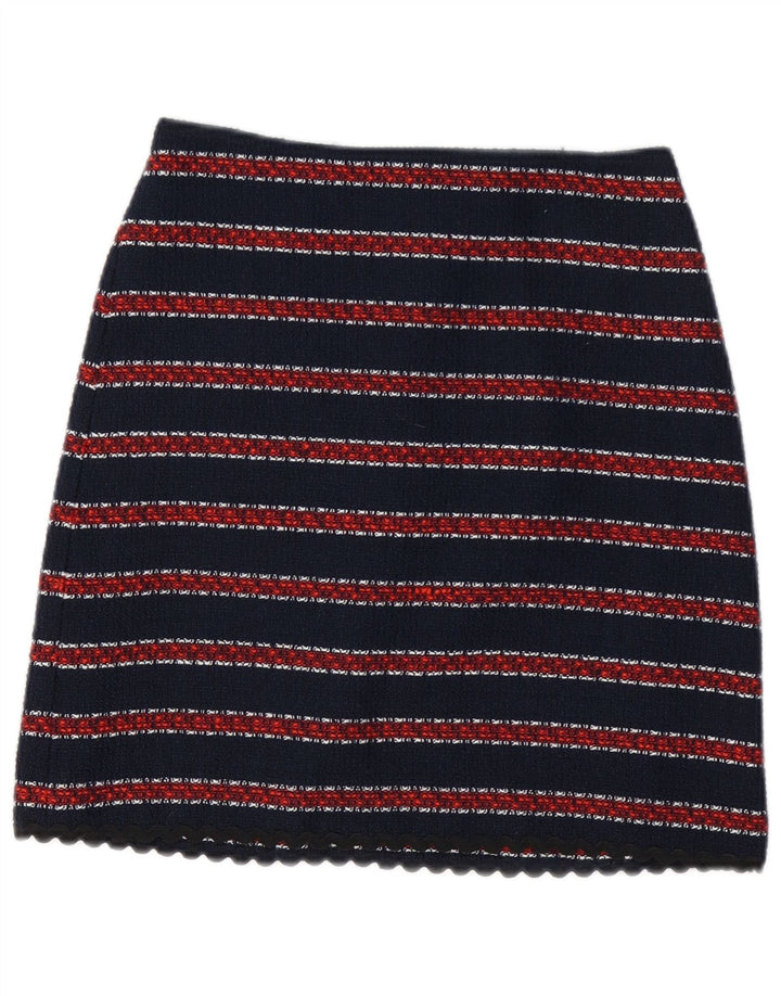 WAREHOUSE ženska mini suknja UK 8 mala W26 tamnoplavi prugasti poliester