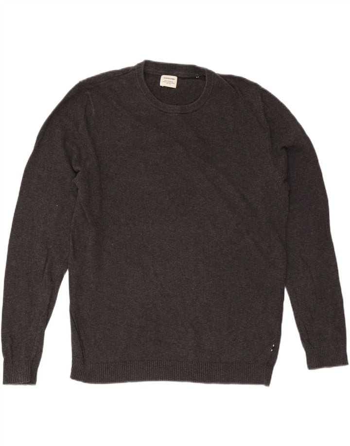 Jack & Jones muški džemper s okruglim izrezom, srednje sivi pamuk