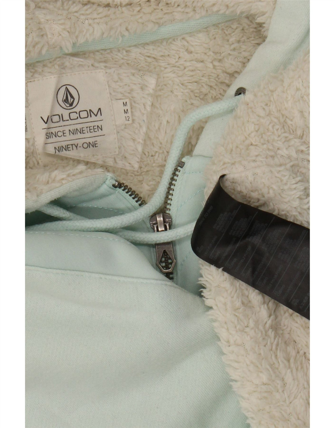 VOLCOM Ženska majica s kapuljačom s patentnim izrezom UK 12 Srednje zeleni pamuk