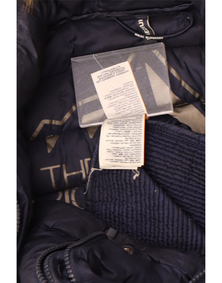 SUPERDRY ženska podstavljena jakna s kapuljačom UK 14 srednje tamnoplavi poliester