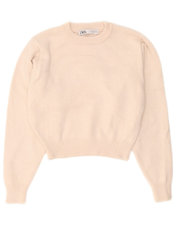 Zara ženski pulover s okruglim izrezom UK 10 Small bež viskoza