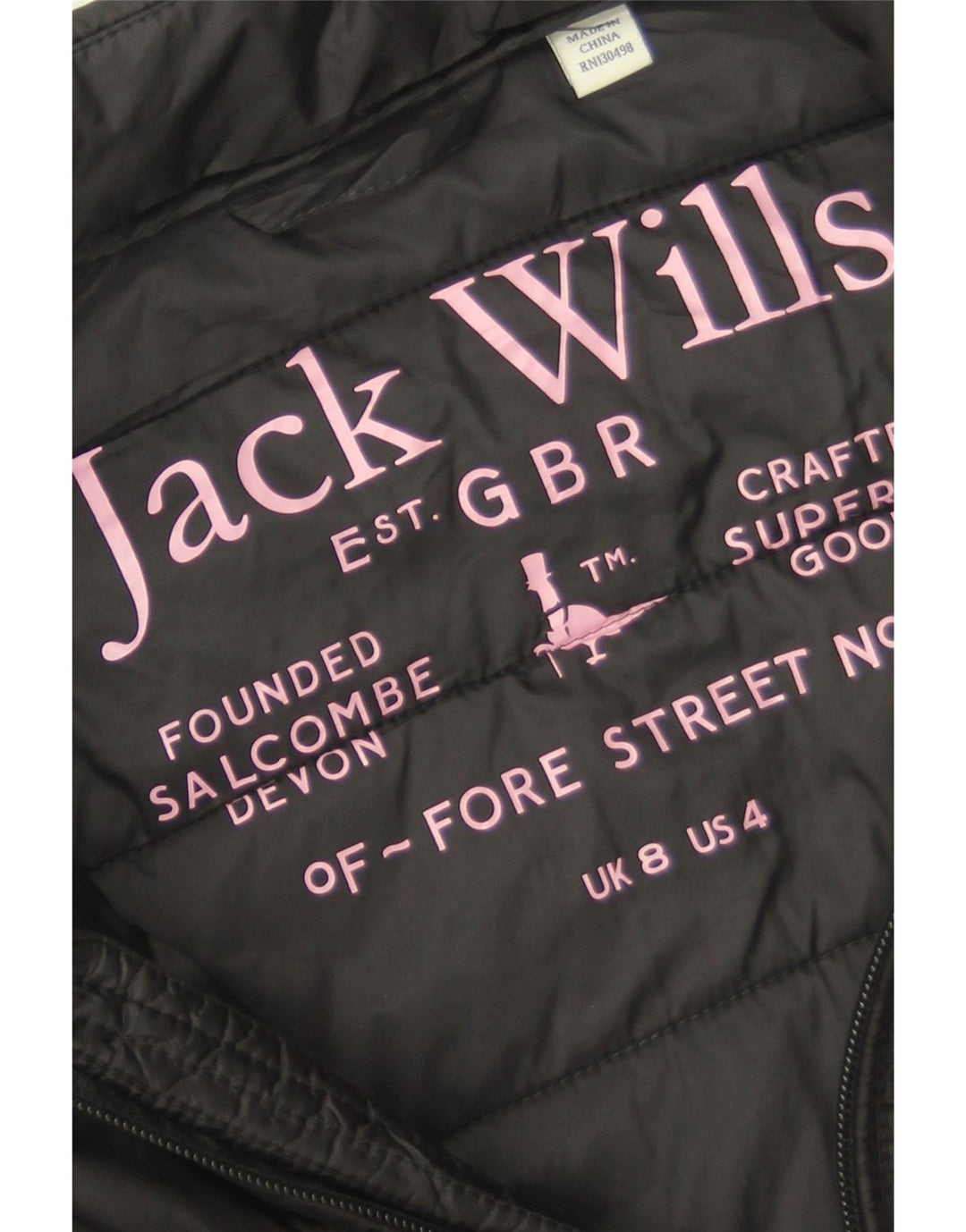 Jack Wills Ženska podstavljena jakna UK 8 Mali crni poliamid