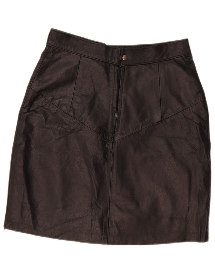 Vintage ženska kožna suknja W28 srednje crna