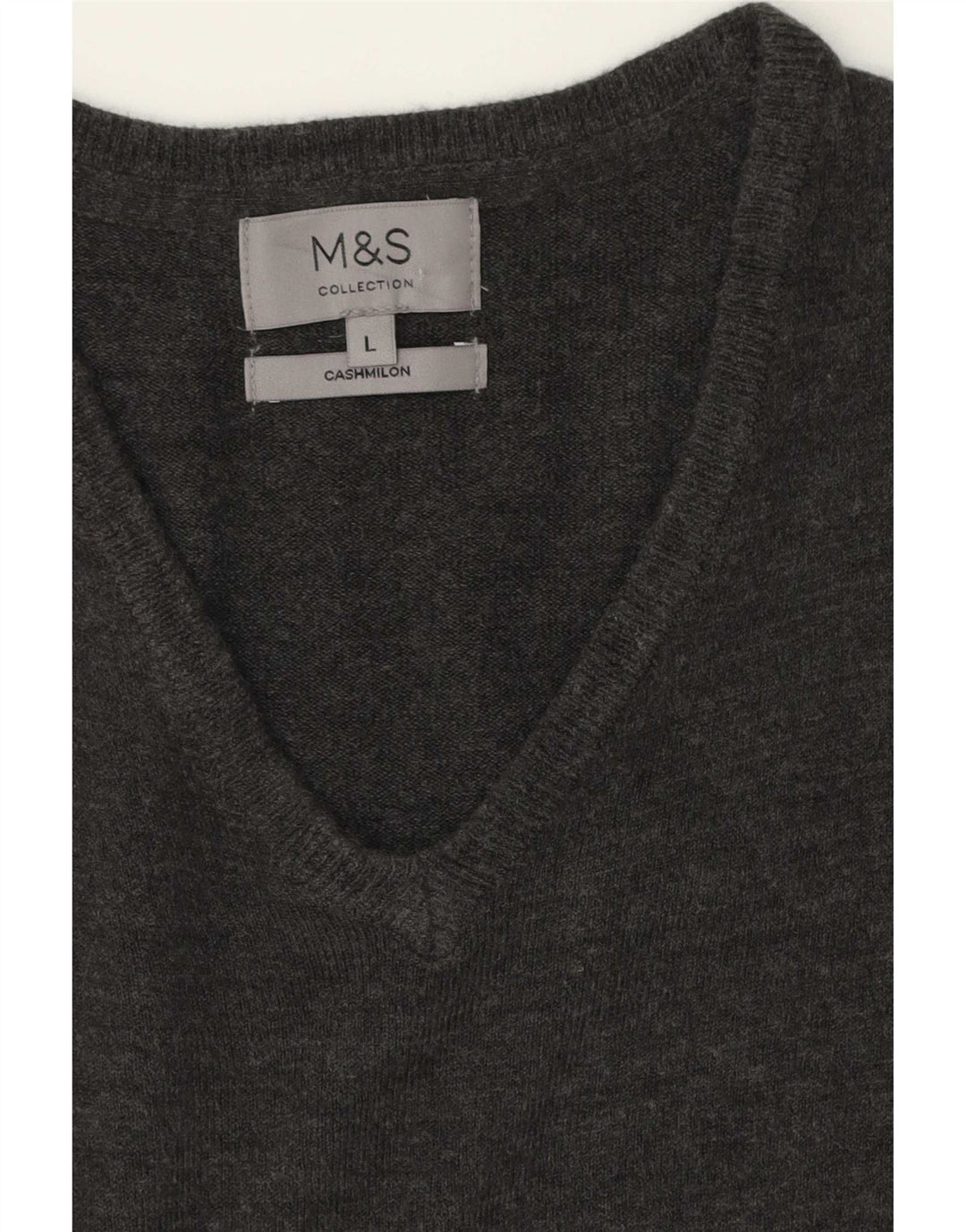 Marks & Spencer muški džemper s V-izrezom veliki sivi kašmir