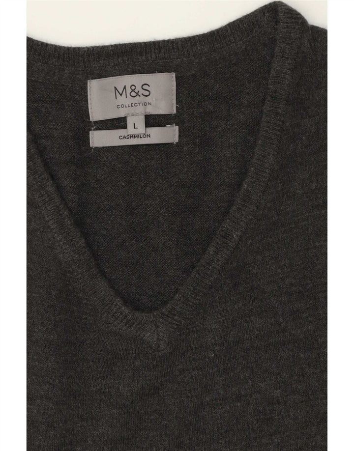 Marks & Spencer muški džemper s V-izrezom veliki sivi kašmir