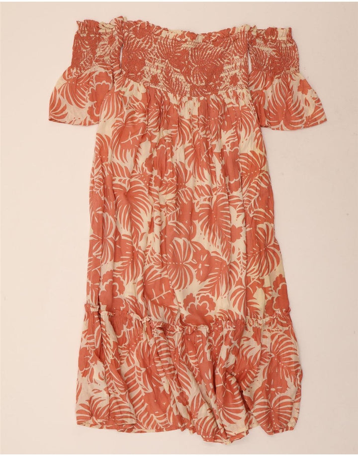 PEPE JEANS Ženska haljina s otvorenim ramenima UK 8 Mala ružičasta cvjetna viskoza