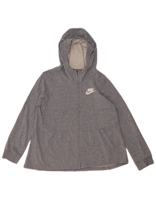 Nike Ženski pulover s kapuljačom na patentni zatvarač UK 18 XL sivi flekasti pamuk