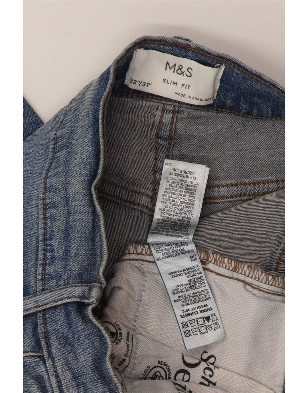 Marks & Spencer Muške uske traperice W32 L31 Plavi pamuk