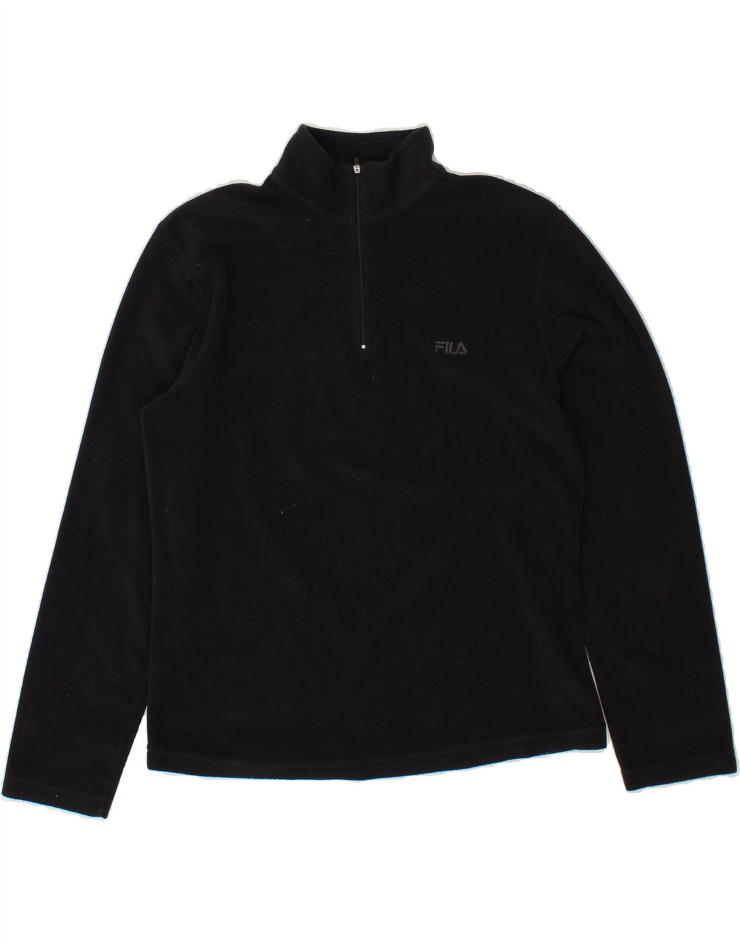 FILA Womens Zip Neck Fleece Jumper IT 44 Medium Black Polyester Vintage Fila and Second-Hand Fila from Messina Hembry 