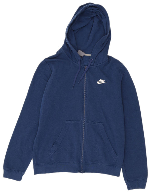 Nike ženski pulover s kapuljačom s patentnim zatvaračem UK 14 srednje plavi pamuk