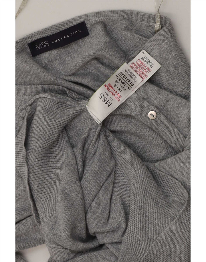 Marks & Spencer ženski kardigan pulover UK 8 Mala siva flekasta viskoza