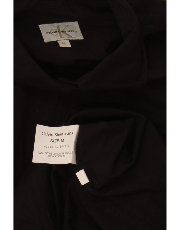 CALVIN KLEIN Ženska prevelika košulja UK 14 Srednje crni pamuk