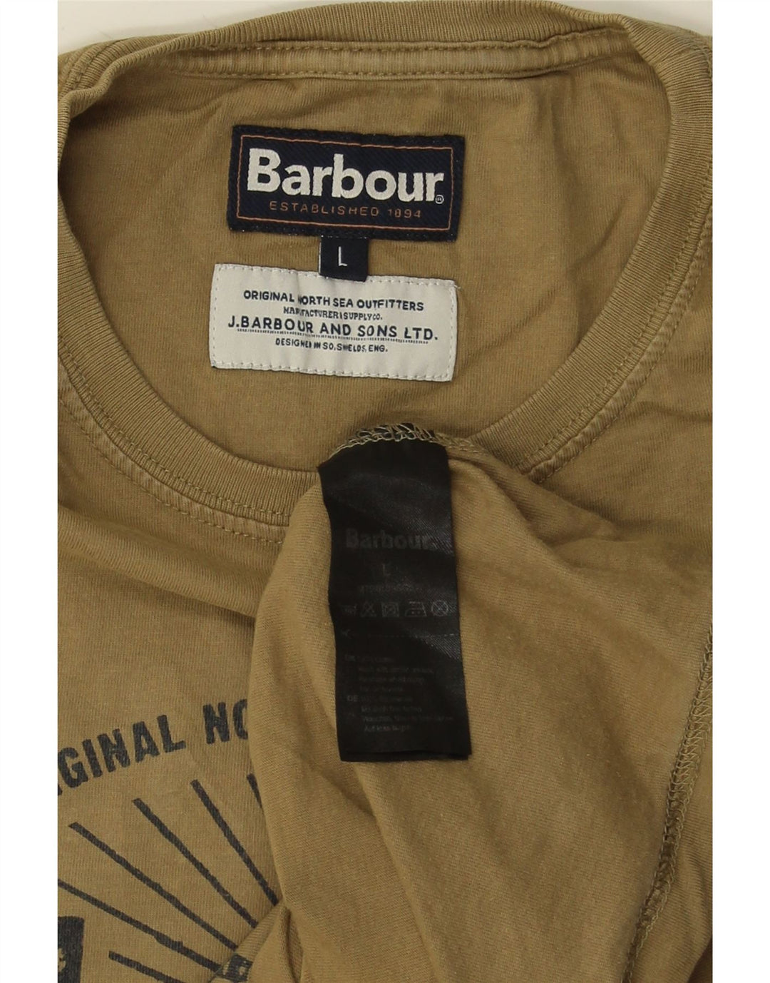 Barbour muška majica s grafičkim motivima, veliki kaki pamuk