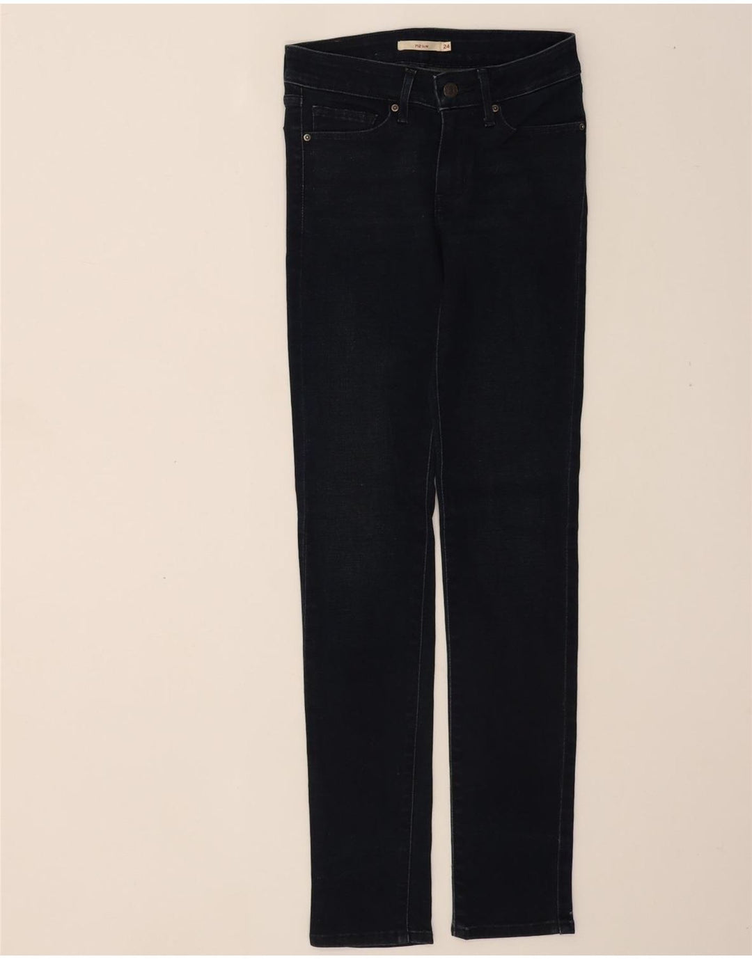 LEVI'S Womens 712 Slim Jeans W24 L32 Navy Blue Cotton Vintage Levi's and Second-Hand Levi's from Messina Hembry 