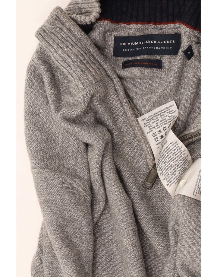 Jack & Jones muški pulover s izrezom i malim sivim pamukom