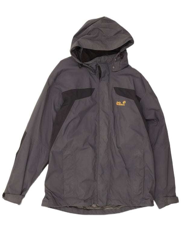 Jack Wolfskin muška kišna jakna s kapuljačom UK 44 XL siva poliamidna boja