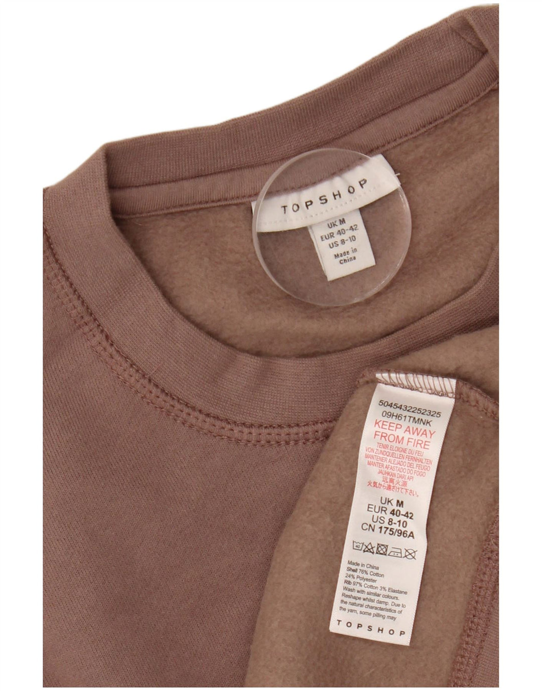 TOPSHOP Womens Oversized Sweatshirt Jumper UK 14 Medium Pink Cotton