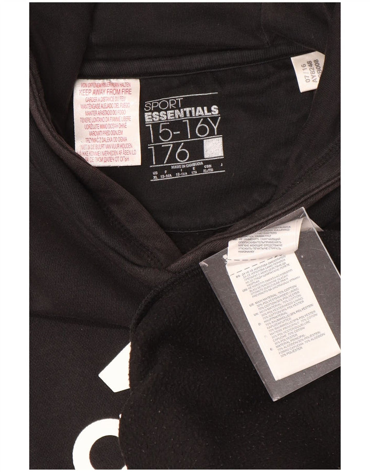 ADIDAS majica s kapuljačom s kapuljačom za dječake 15-16 godina XL crni pamuk