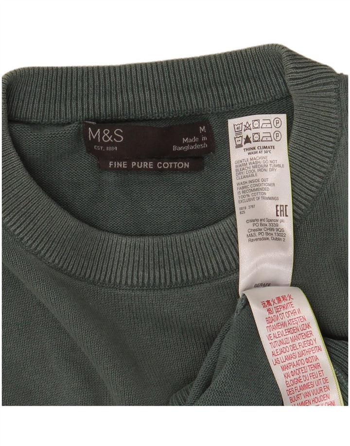 Marks & Spencer muški džemper s okruglim izrezom Srednje zeleni pamuk