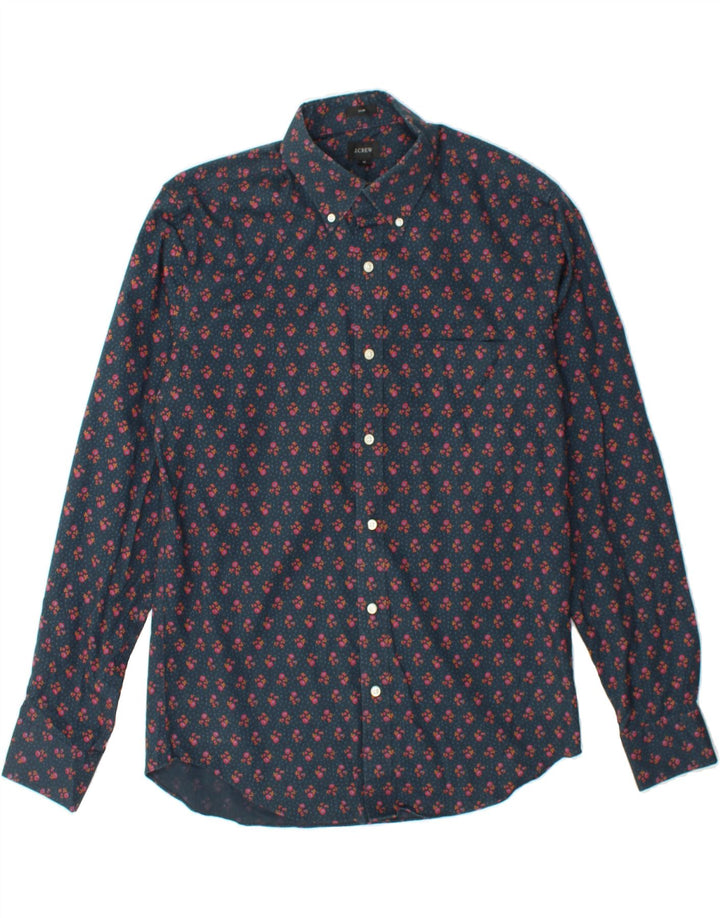 J. CREW Mens Slim Shirt Medium Navy Blue Floral Cotton Vintage J. Crew and Second-Hand J. Crew from Messina Hembry 