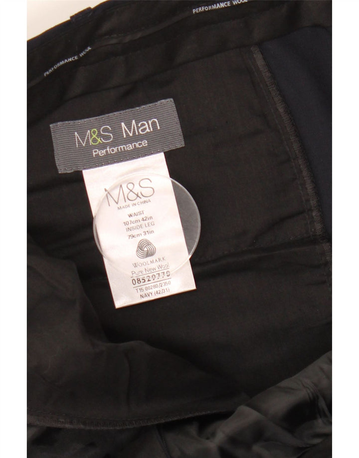 MARKS & SPENCER Muške hlače ravnog odijela Performance W42 L31 tamnoplave