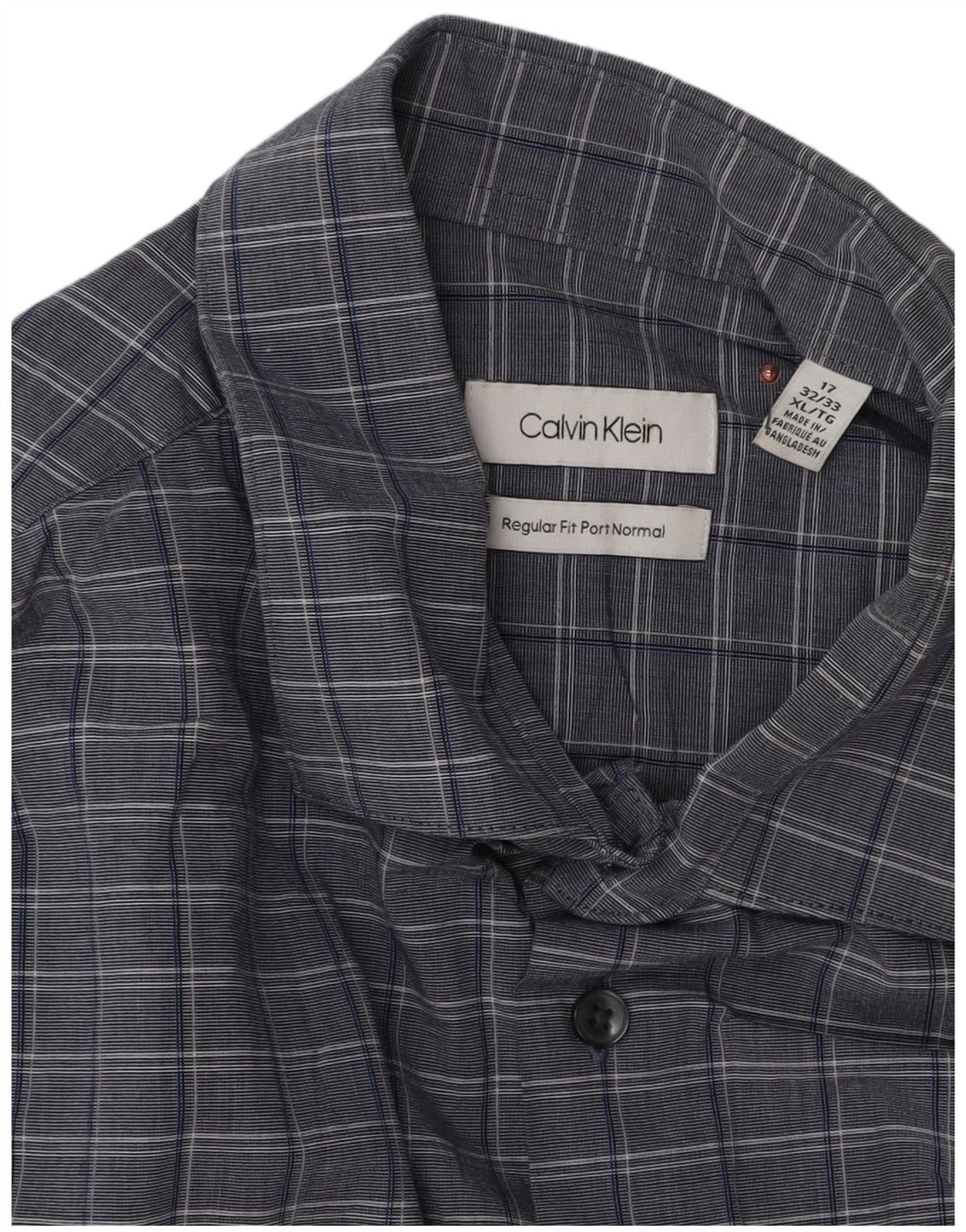 Calvin Klein muška košulja standardnog kroja, veličina 17 XL, sivi karirani pamuk