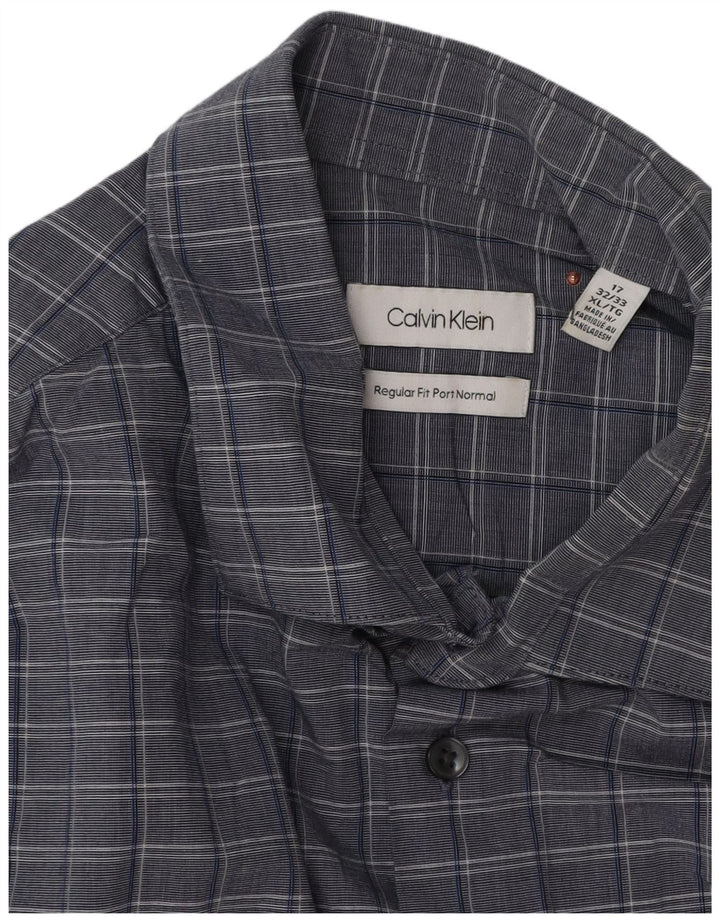 Calvin Klein muška košulja standardnog kroja, veličina 17 XL, sivi karirani pamuk