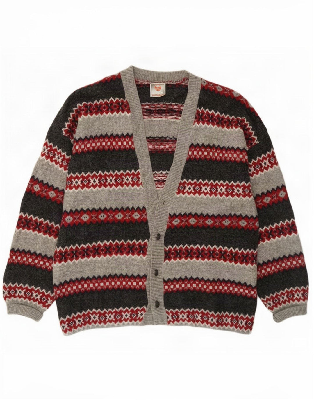 Stefanel muški kardigan pulover Large Grey Fair Isle Wool