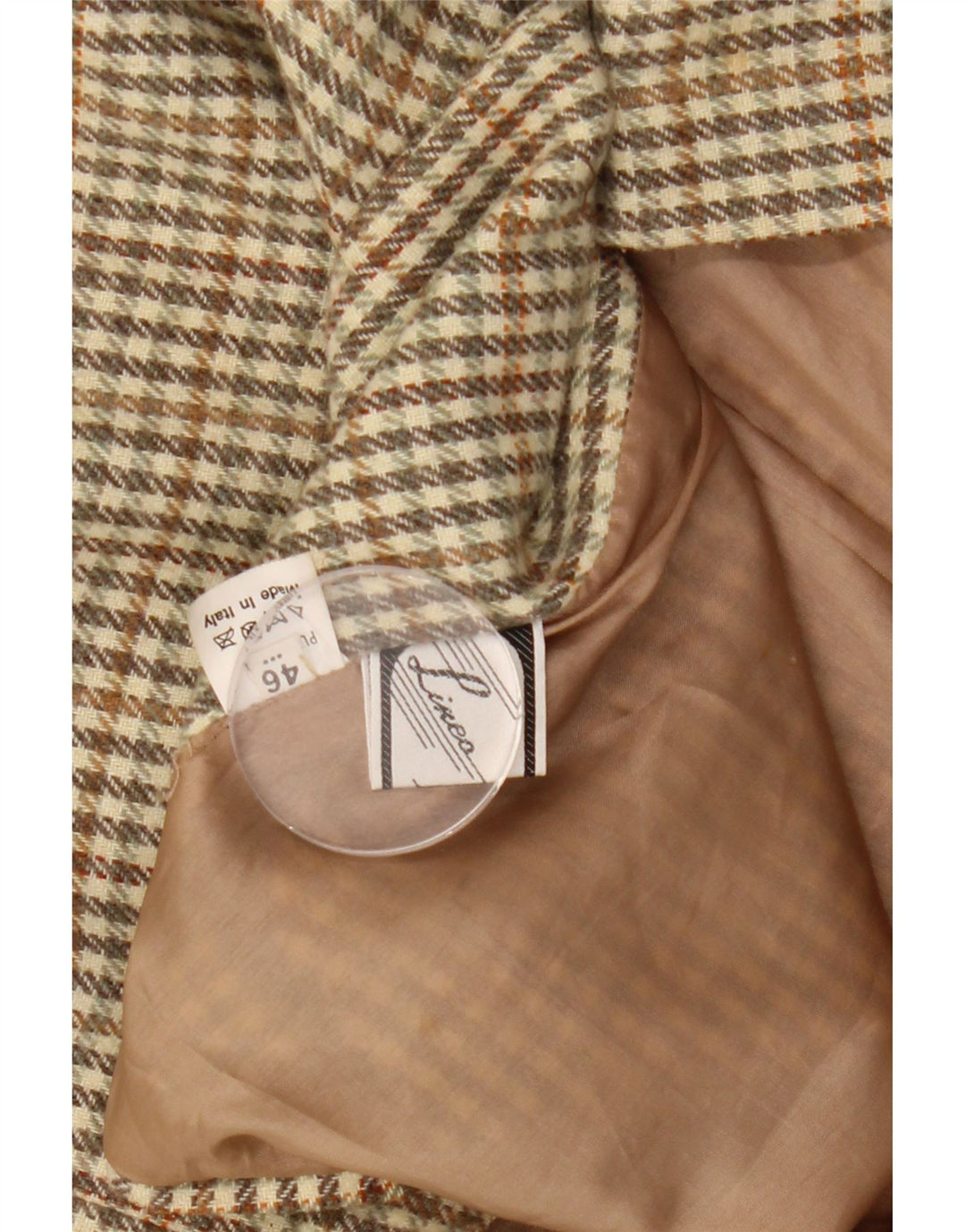 Vintage ženska jakna sa 2 gumba IT 46 Large kaki gingham vuna