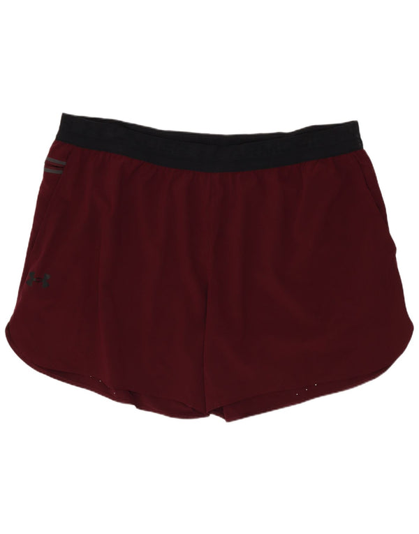 Under Armour Womens Graphic Sport Shorts UK 22 3XL Burgundy Colourblock