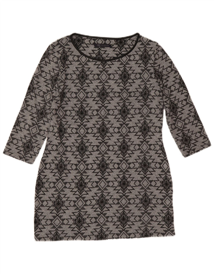 Marks & Spencer ženska tunika haljina 3/4 rukava UK 12 srednje siva geometrijska
