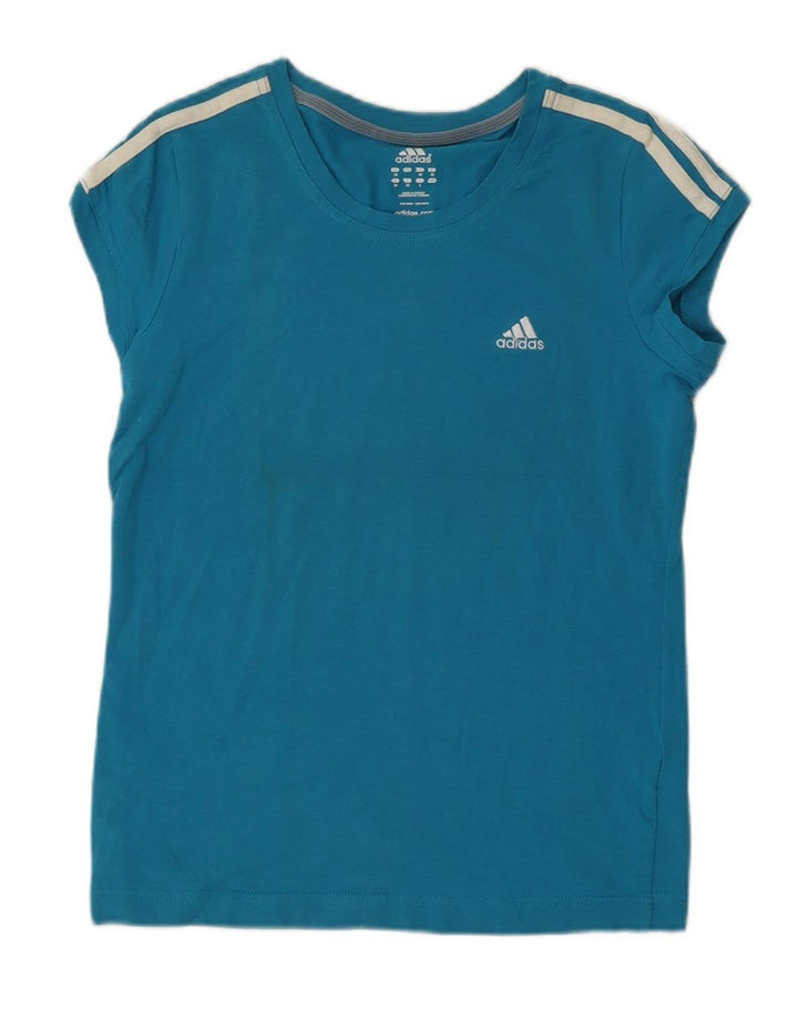 ADIDAS Womens T-Shirt Top UK 12 Medium Blue Cotton
