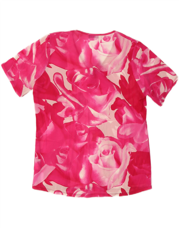 VINTAGE gornji dio ženske bluze UK 18 XL ružičasta cvjetna svila