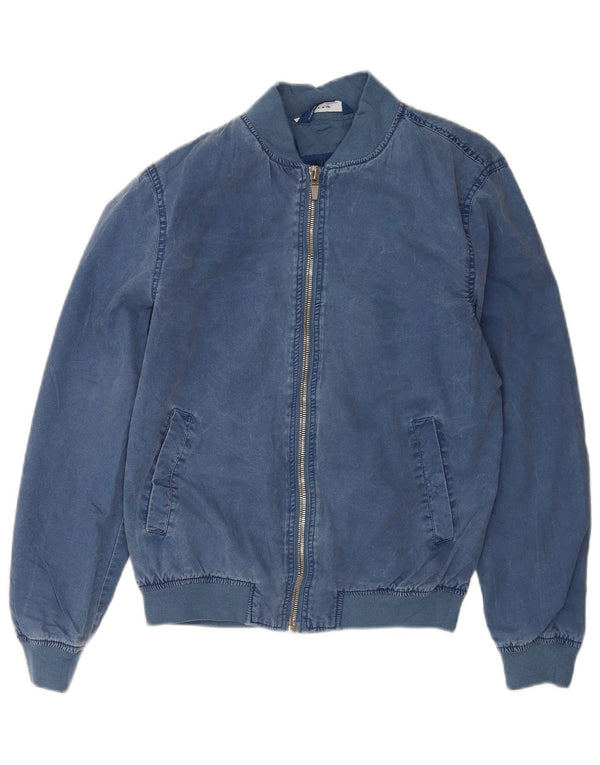Zara Mens Bomber Jacket UK 36 Small Blue Cotton