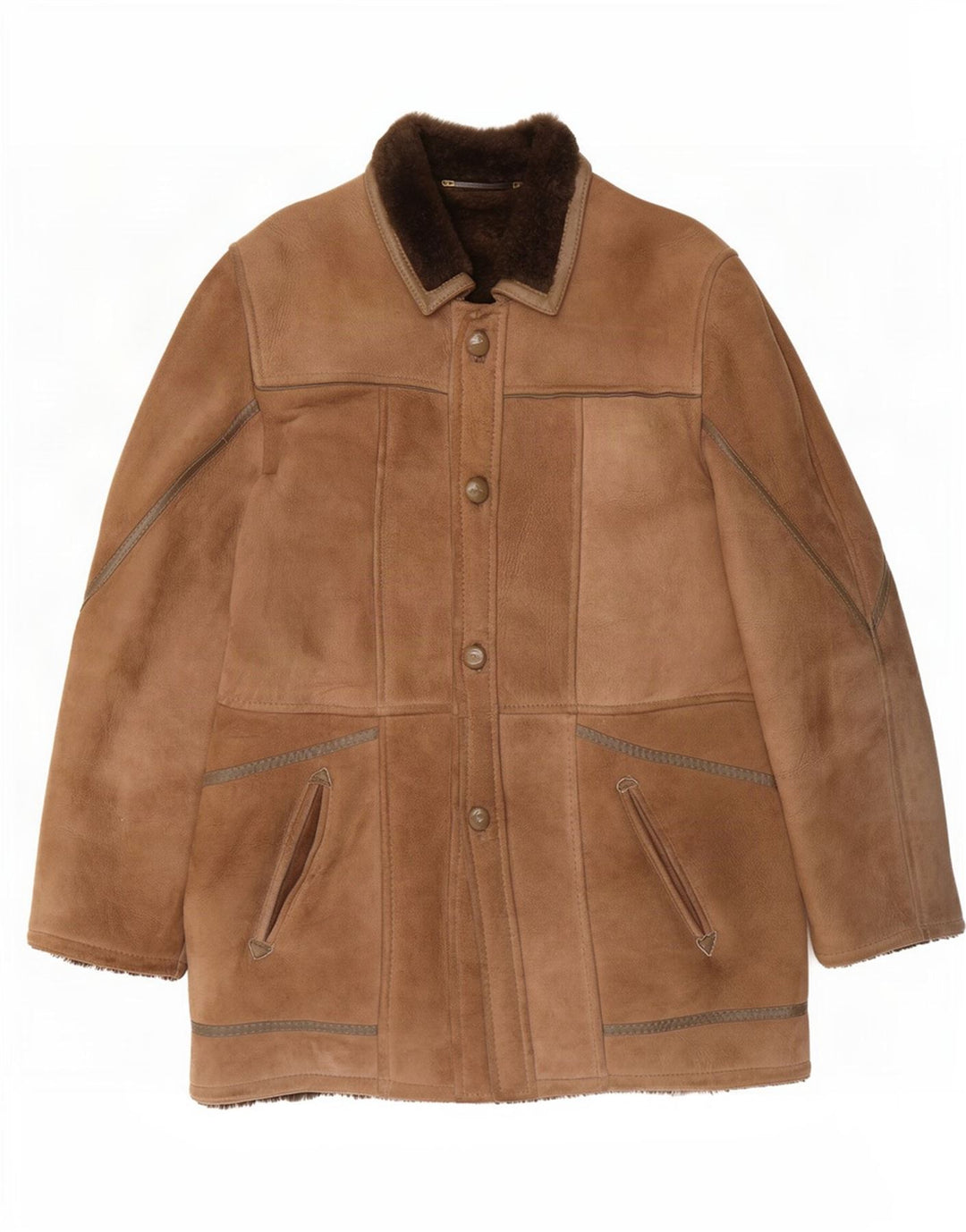 Vintage Mens Shearling Jacket IT 48 Medium Brown