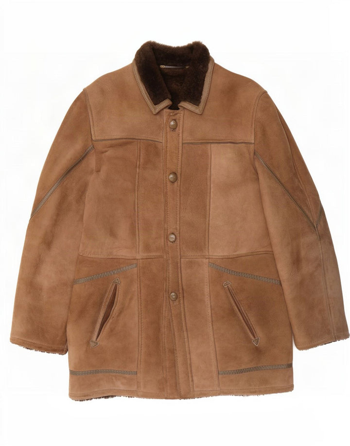 Vintage Mens Shearling Jacket IT 48 Medium Brown