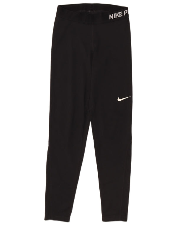 Nike Ženske Dri Fit Graphic Leggings UK 12 Srednje crni poliester