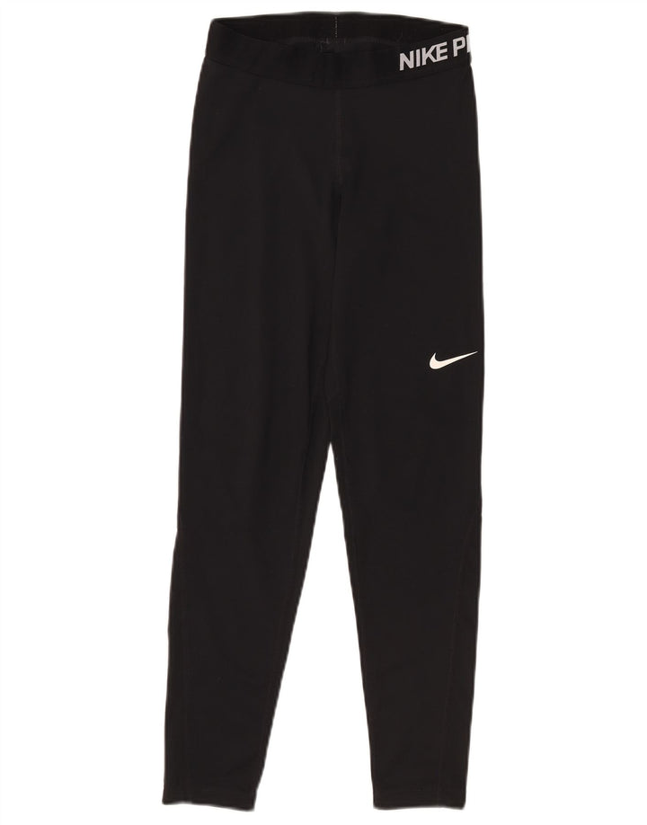 Nike Ženske Dri Fit Graphic Leggings UK 12 Srednje crni poliester