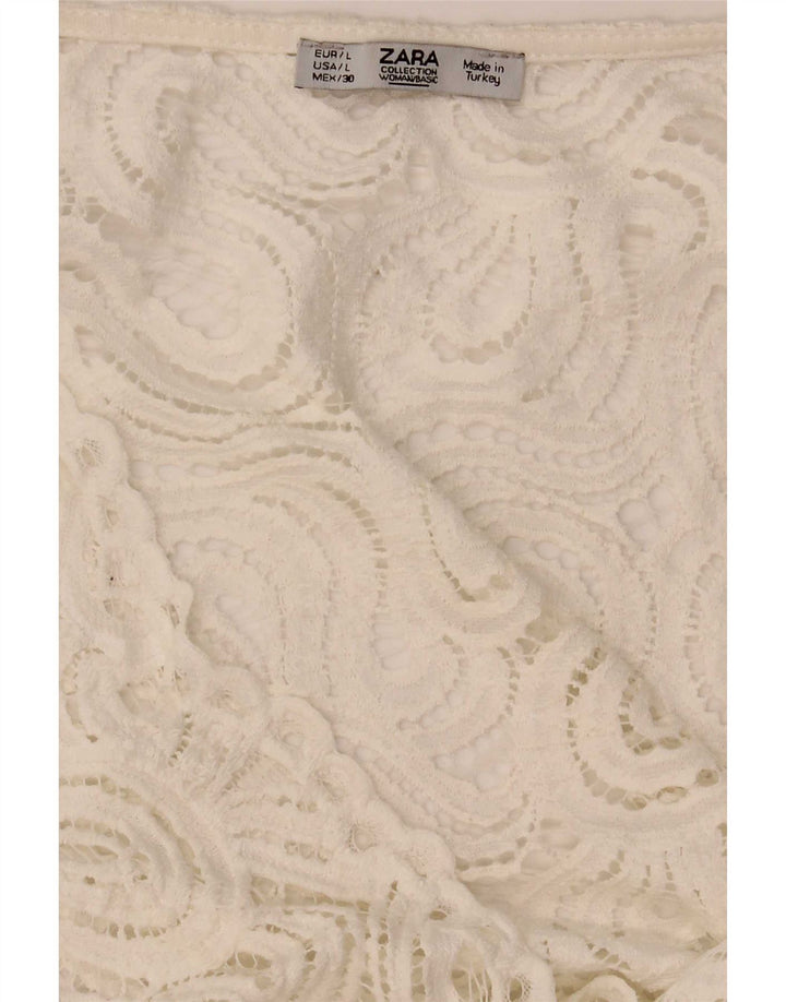 Zara ženski čipkasti kratki top UK 16 Large White