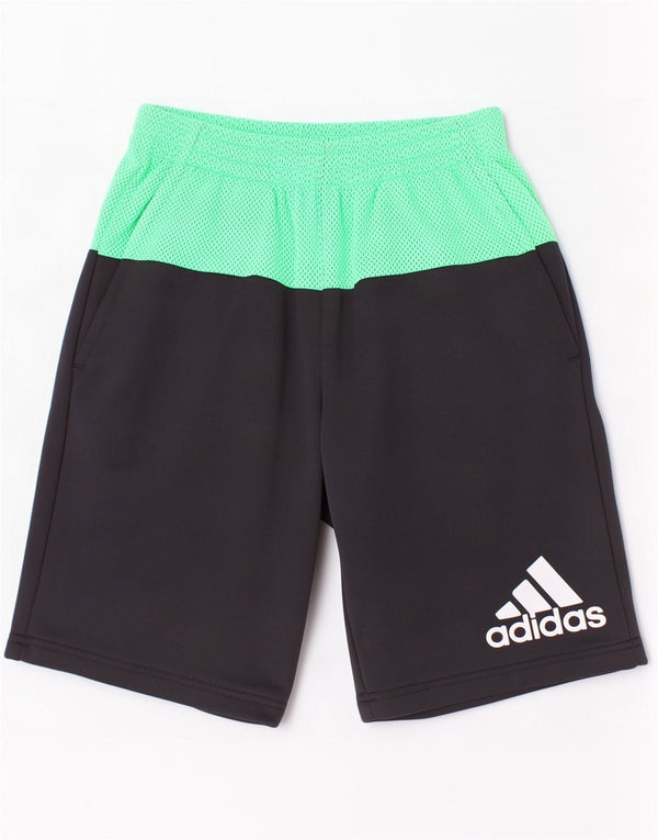 Adidas Boys Graphic Sport Shorts 11-12 Years Black Colourblock Polyester