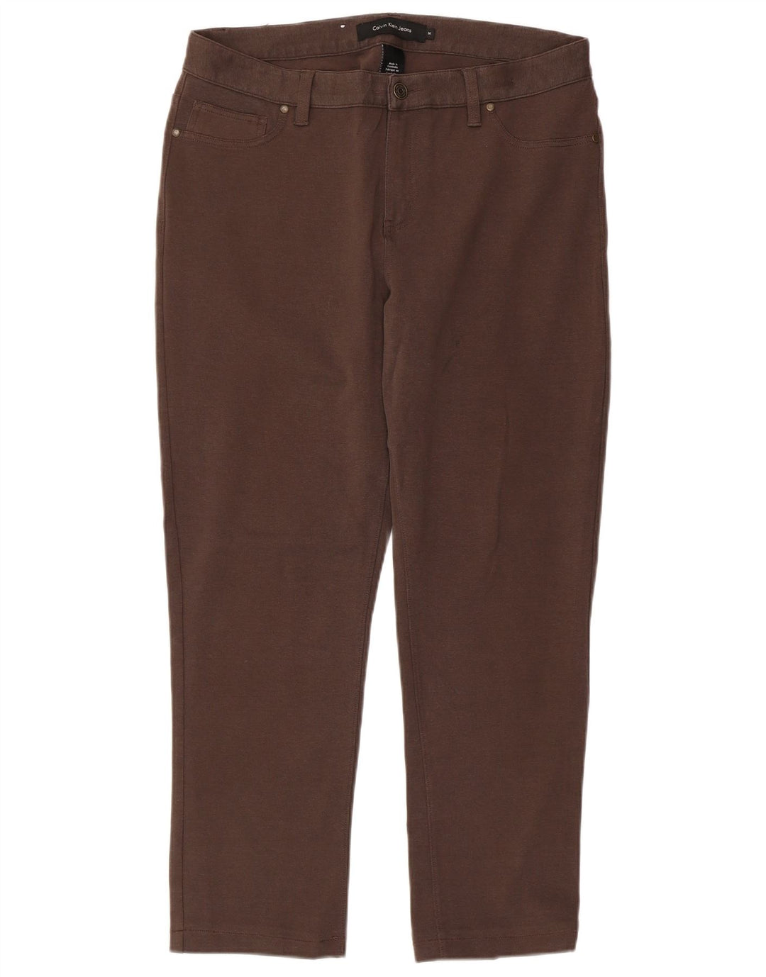 CALVIN KLEIN Ženske ravne ležerne hlače US 14 XL W36 L27 Smeđi pamuk