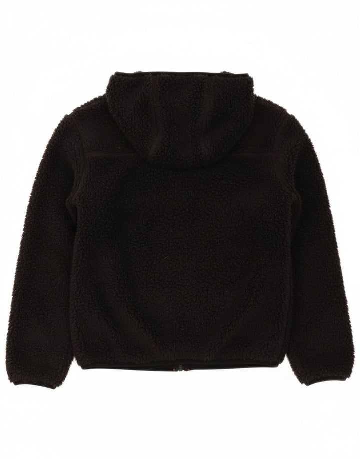 EDDIE BAUER Girls Hooded Fleece Jacket 7-8 Years Small Black Polyester