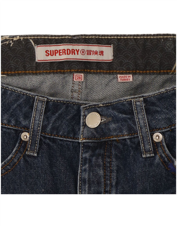 Superdry ženske traper kratke hlače W28 srednje tamnoplavi pamuk