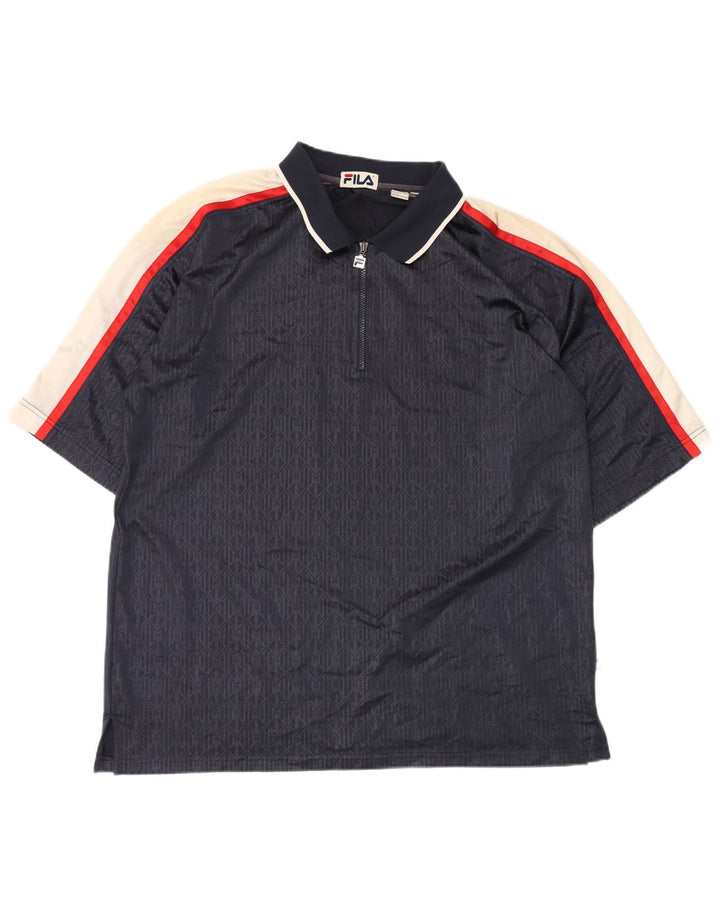 FILA muška polo majica 2XL tamnoplavi geometrijski poliester