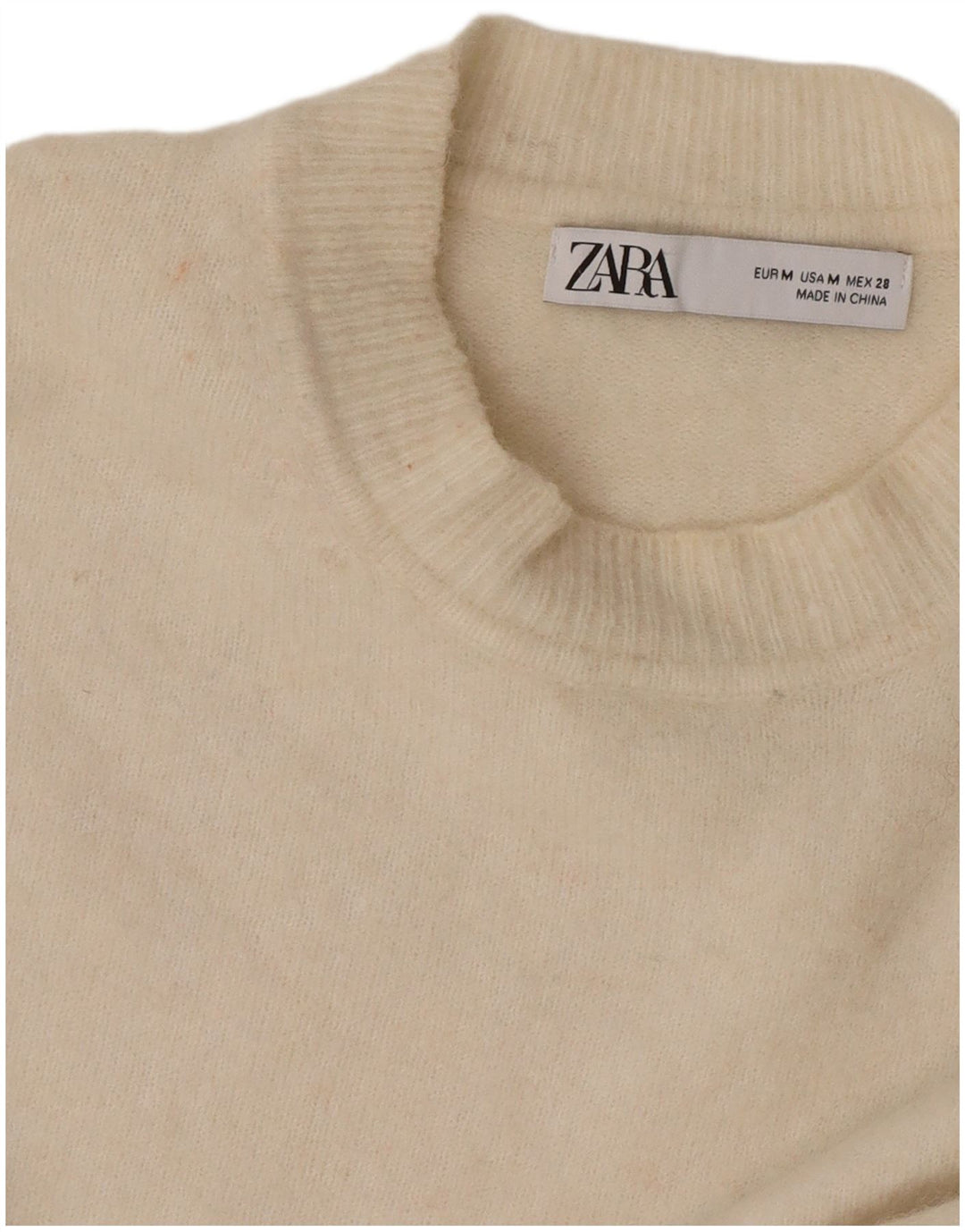 Zara ženski pulover s okruglim izrezom UK 14 srednje bijele boje