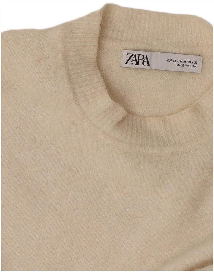 Zara ženski pulover s okruglim izrezom UK 14 srednje bijele boje