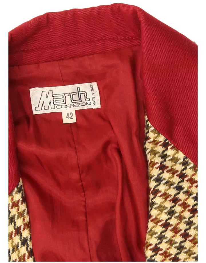 Vintage ženski sako sa 2 gumba IT 42 srednje bež houndstooth