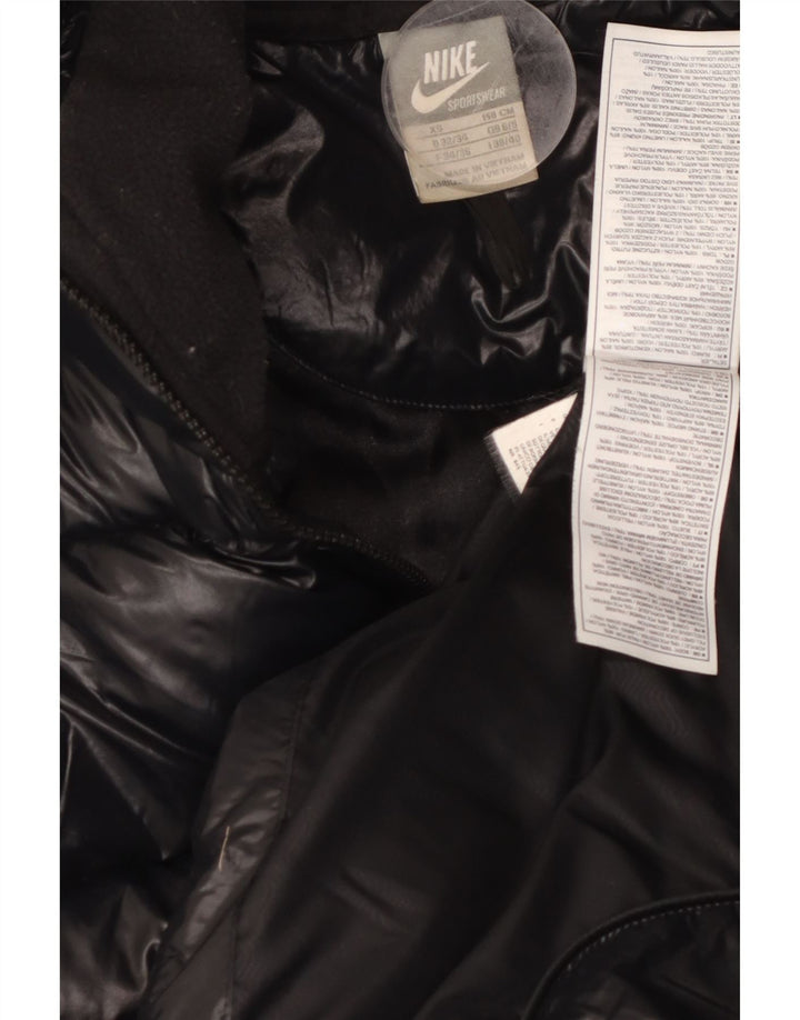 NIKE ženska prevelika podstavljena jakna s kapuljačom UK 6/8 XS crni najlon